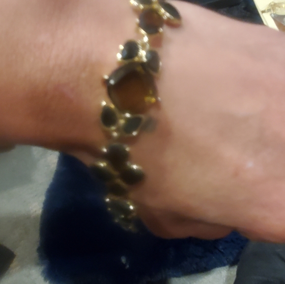 VINTAGE Gold Tone and Brown Stone Chunky Costume Jewelry - Picture 3 of 6